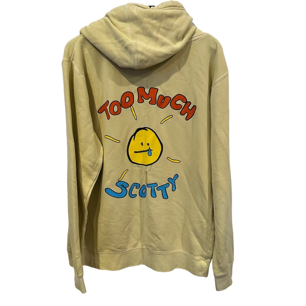 Fanjoy Yellow Too Much Scotty Long Sleeve Hoodie Sweatshirt Unisex Size Small